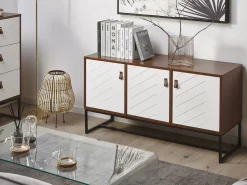 Sideboard Dunkler Holzfarbton / Weis 3 Schranke Nueva