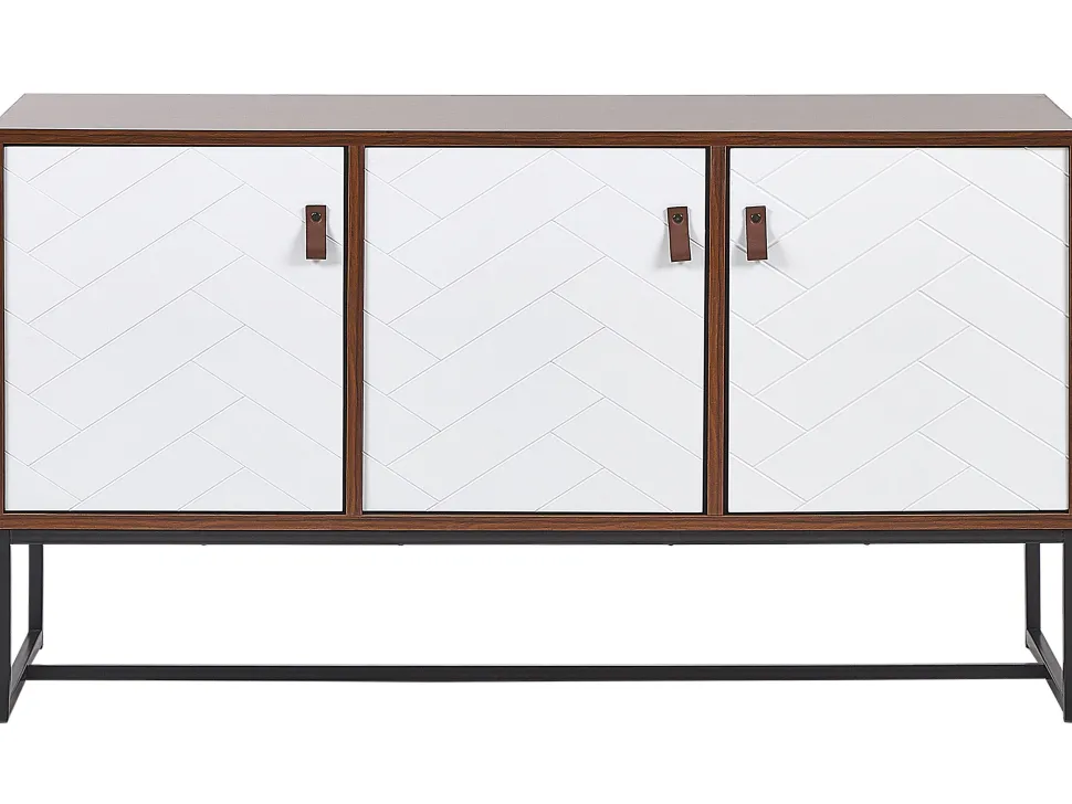 Sideboard Dunkler Holzfarbton / Weis 3 Schranke Nueva