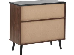 Sideboard Dunkler Holzfarbton Verschiebbare Turen Perth