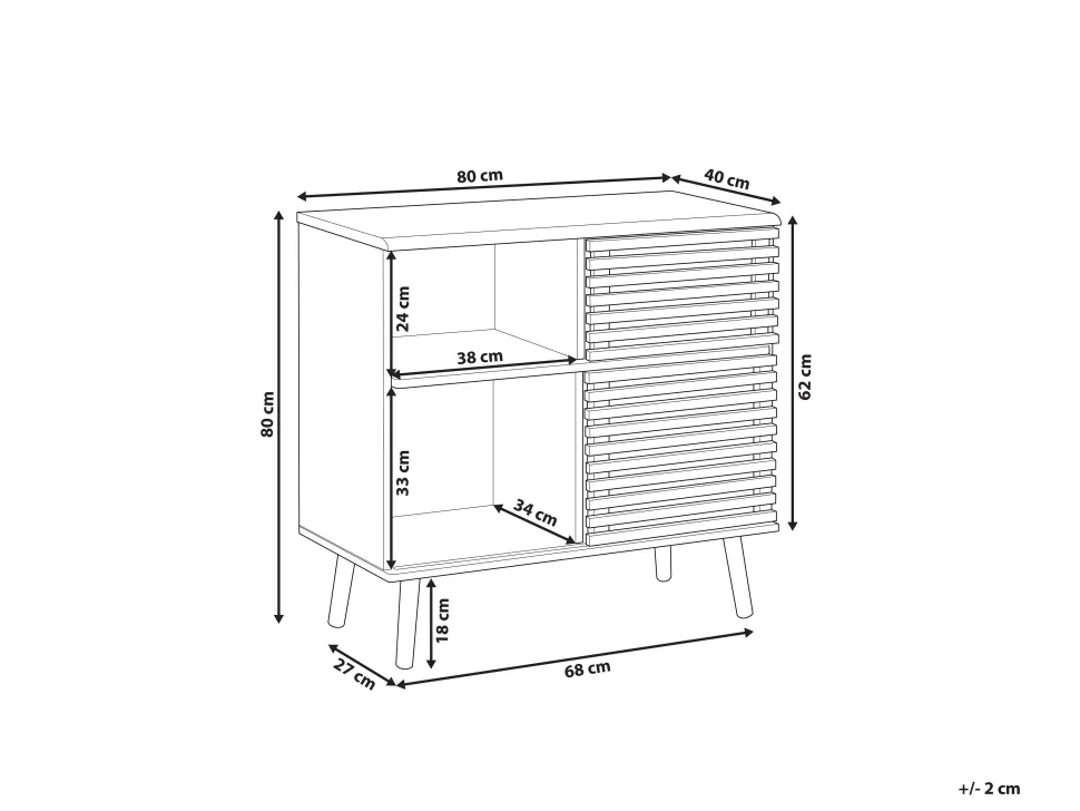 Sideboard Dunkler Holzfarbton Verschiebbare Turen Perth