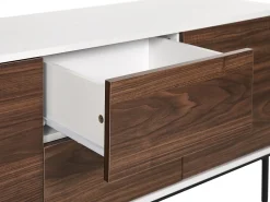 Sideboard Dunkler Holzfarbton / Weis 2 Schubladen 2 Turen Okland
