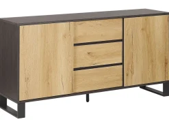 Sideboard Heller / Dunkler Holzfarbton 3 Schubladen 2 Schranke Elda