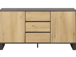 Sideboard Heller / Dunkler Holzfarbton 3 Schubladen 2 Schranke Elda