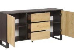 Sideboard Heller / Dunkler Holzfarbton 3 Schubladen 2 Schranke Elda