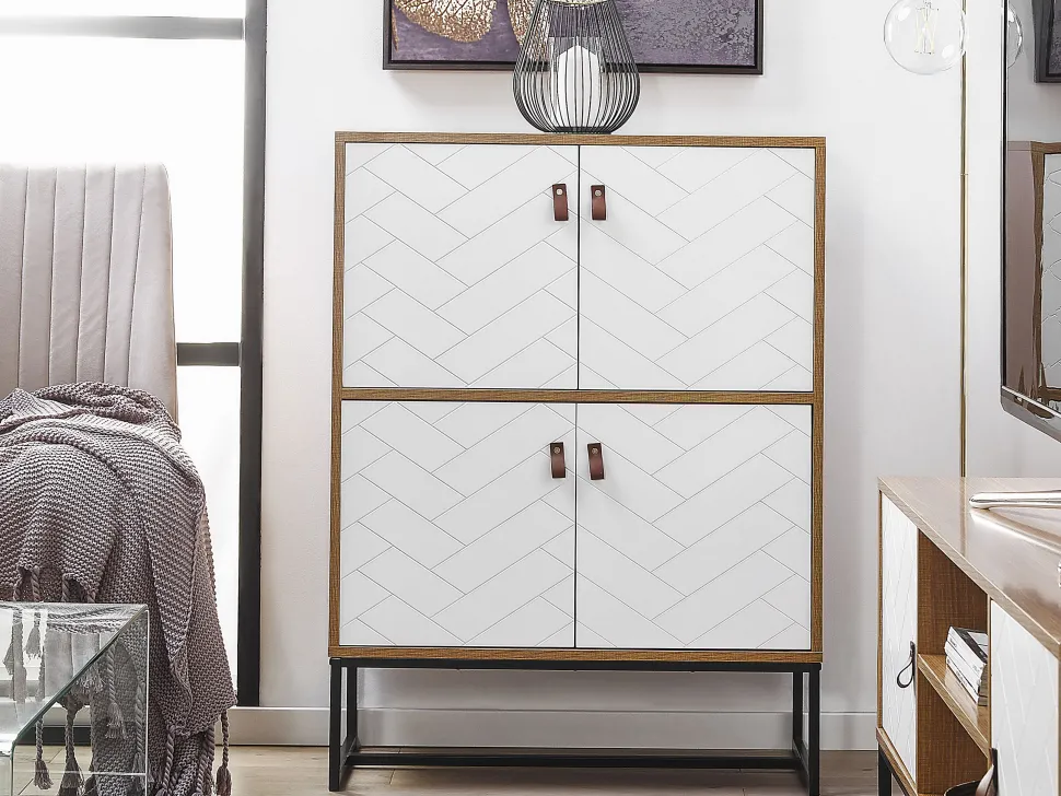 Sideboard Heller Holzfarbton / Weis 2 Schranke Nueva
