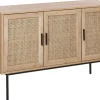 Sideboard Heller Holzfarbton 3 Rattan-Turen Pasco