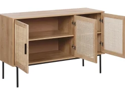 Sideboard Heller Holzfarbton 3 Rattan-Turen Pasco