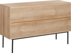 Sideboard Heller Holzfarbton 3 Rattan-Turen Pasco
