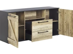 Sideboard Heller Holzfarbton / Schwarz 2 Schranke 2 Schubladen Salter
