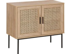 Sideboard Heller Holzfarbton 2 Rattan-Turen Pasco