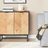 Sideboard Heller Holzfarbton/Schwarz 2 Turen Alaska