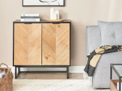 Sideboard Heller Holzfarbton/Schwarz 2 Turen Alaska