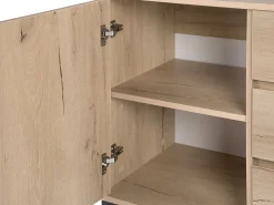 Sideboard Heller Holzfarbton 3 Schubladen 2 Schranke Elda