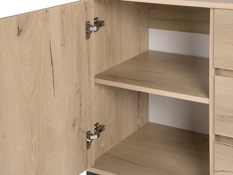 Sideboard Heller Holzfarbton 3 Schubladen 2 Schranke Elda