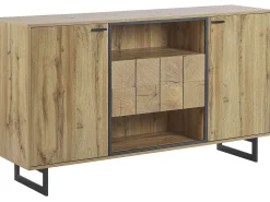 Sideboard Heller Holzfarbton / Schwarz 2 Schubladen 2 Schranke Boiso