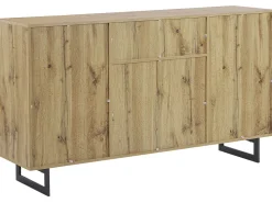 Sideboard Heller Holzfarbton / Schwarz 2 Schubladen 2 Schranke Boiso