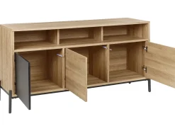 Sideboard Helles Holz Und Grau Mit 3 Turen Moines
