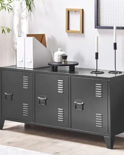 Sideboard Metall Schwarz 3 Turen Cardiff