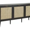 Sideboard Rattan Schwarz / Beige 3 Turen 150 X 40 X 71 Cm Opoco