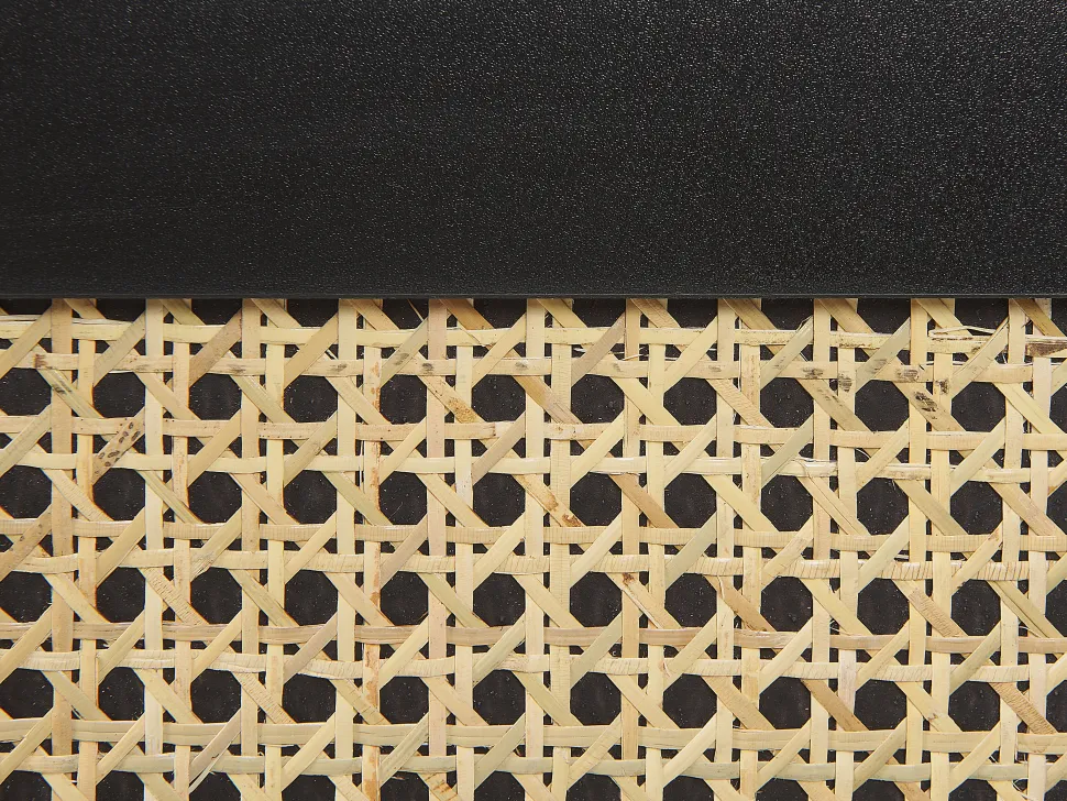 Sideboard Rattan Schwarz / Beige 3 Turen 150 X 40 X 71 Cm Opoco