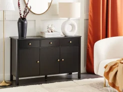 Sideboard Schwarz / Gold 3 Schubladen 3 Turen Olate