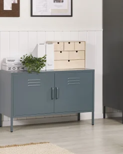 Sideboard Stahl Grau Matt 2 Turen 100 Cm Uria