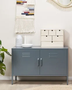 Sideboard Stahl Grau Matt 2 Turen 100 Cm Uria