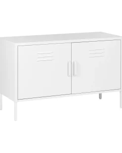 Sideboard Stahl Weis Matt 2 Turen 100 Cm Uria