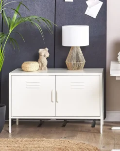 Sideboard Stahl Weis Matt 2 Turen 100 Cm Uria