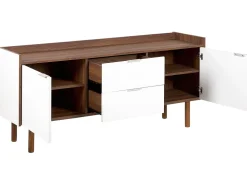 Sideboard Weis / Dunkler Holzfarbton 2 Schranke 2 Schubladen Madera