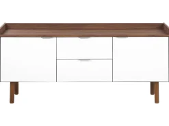 Sideboard Weis / Dunkler Holzfarbton 2 Schranke 2 Schubladen Madera