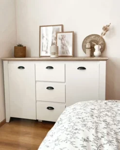 Sideboard Weis / Heller Holzfarbton 3 Schubladen Stamford