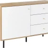 Sideboard Weis / Heller Holzfarbton 3 Schubladen Palmer