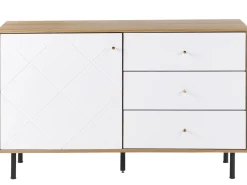 Sideboard Weis / Heller Holzfarbton 3 Schubladen Palmer