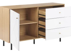 Sideboard Weis / Heller Holzfarbton 3 Schubladen Palmer