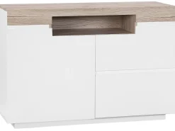 Sideboard Weis / Heller Holzfarbton 2 Schubladen Schrank Marlin