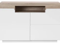 Sideboard Weis / Heller Holzfarbton 2 Schubladen Schrank Marlin