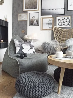 Sitzsack Grau Linen Drop