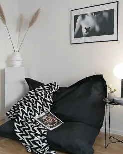 Sitzsack Mit Innensack Fur In- Und Outdoor 140 X 180 Cm Schwarz Fuzzy
