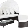 Sonneninsel Rattan Dunkelbraun Sonnendach Cremeweis Sylt Lux