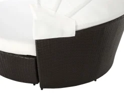 Sonneninsel Rattan Dunkelbraun Sonnendach Cremeweis Sylt Lux