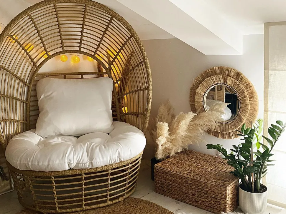 Sonneninsel Rattan Naturlich Kissen Weis Lido