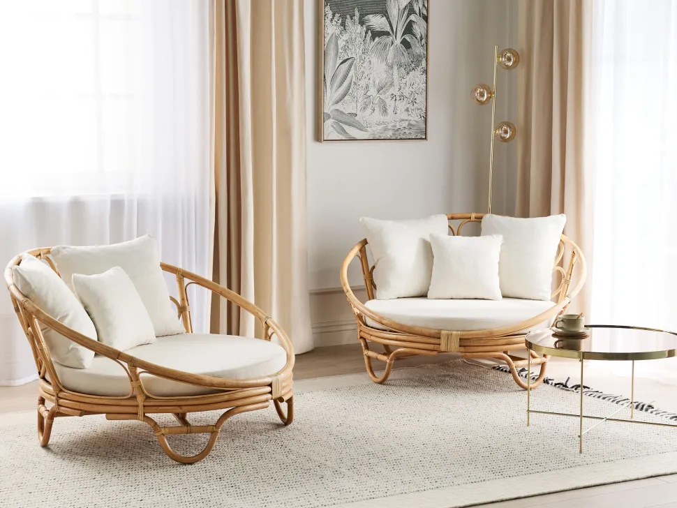 Sonneninsel Rattan Naturlich Auflagen Beige 2Er Set Rossano