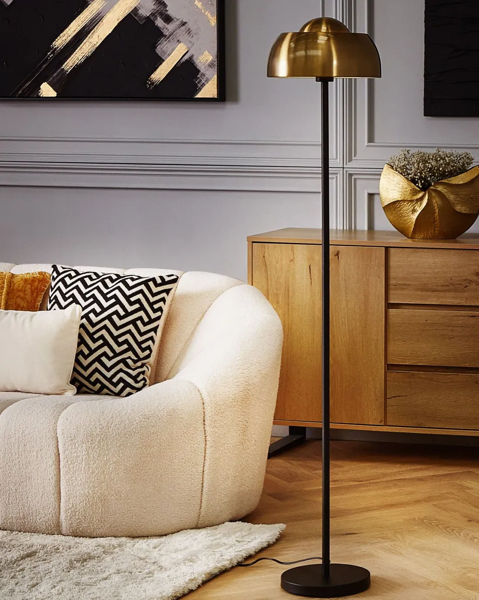 Stehlampe Gold / Schwarz 148 Cm Rund Senette