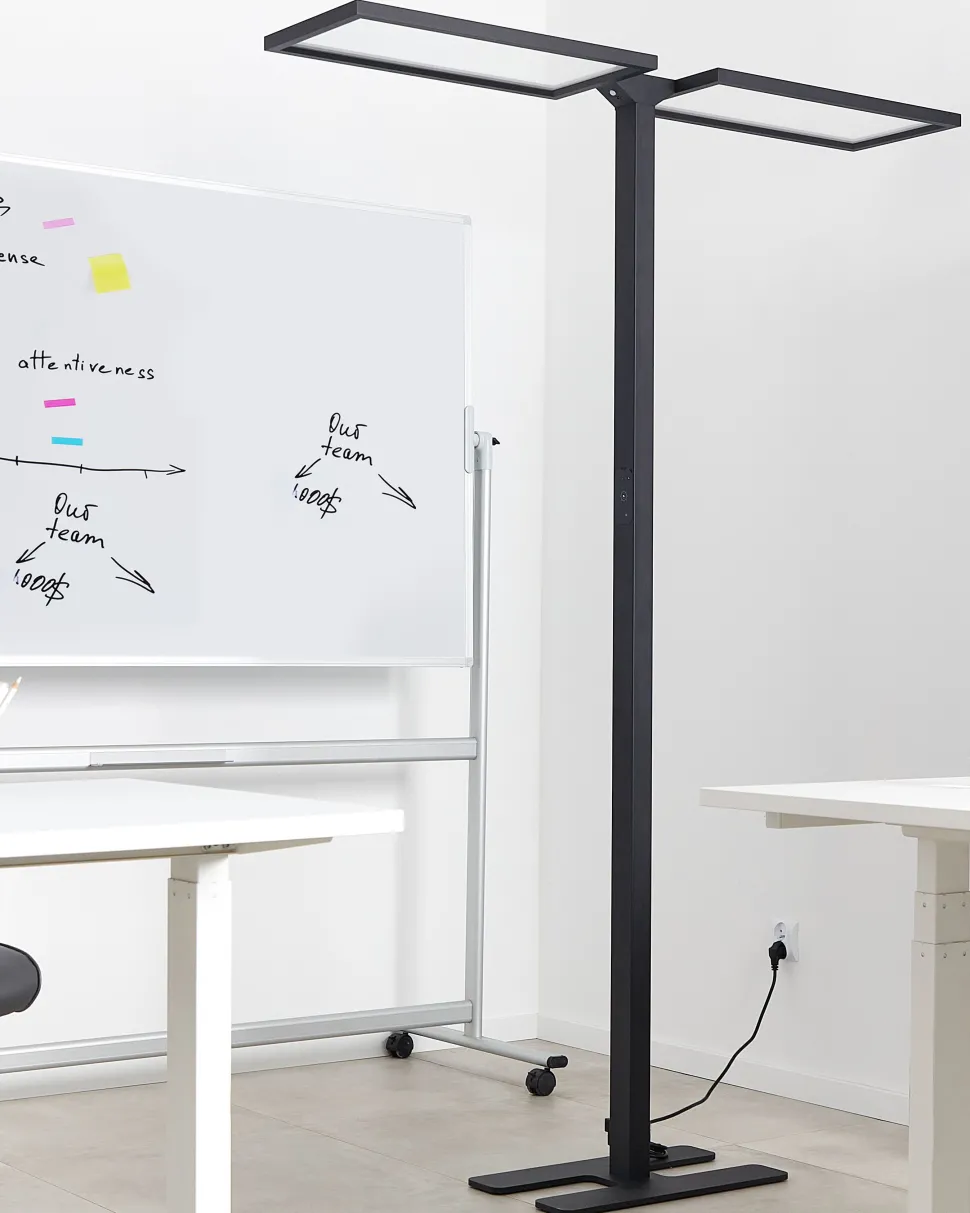 Stehlampe Led Schwarz 2-Flammig 196 Cm Rechteckig Sculptor