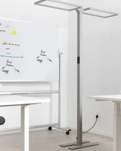 Stehlampe Led Silber 2-Flammig 196 Cm Rechteckig Sculptor