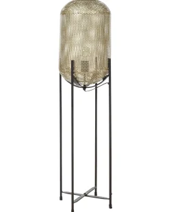 Stehlampe Metall Messing / Schwarz 107 Cm Oval Gitter-Design Kamini