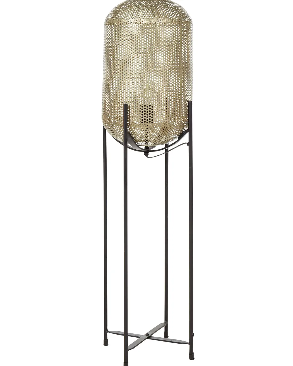 Stehlampe Metall Messing / Schwarz 107 Cm Oval Gitter-Design Kamini