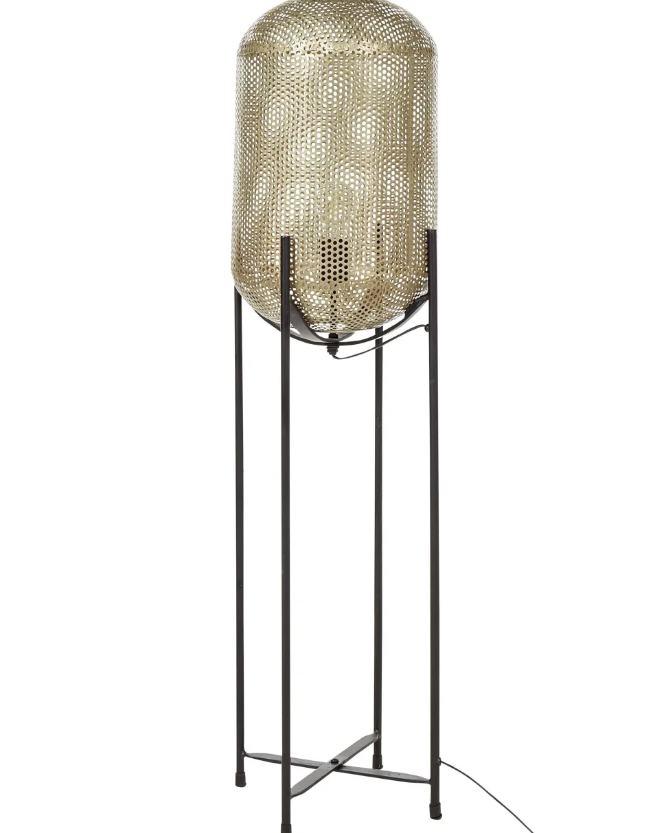 Stehlampe Metall Messing / Schwarz 107 Cm Oval Gitter-Design Kamini