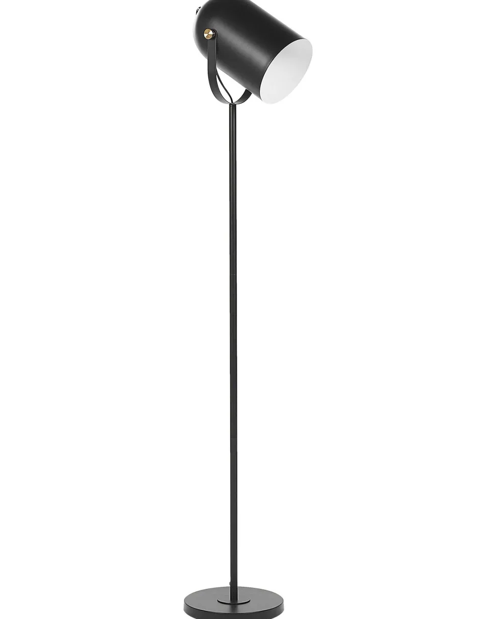Stehlampe Metall Schwarz / Gold Matt 156 Cm Rund Tyria